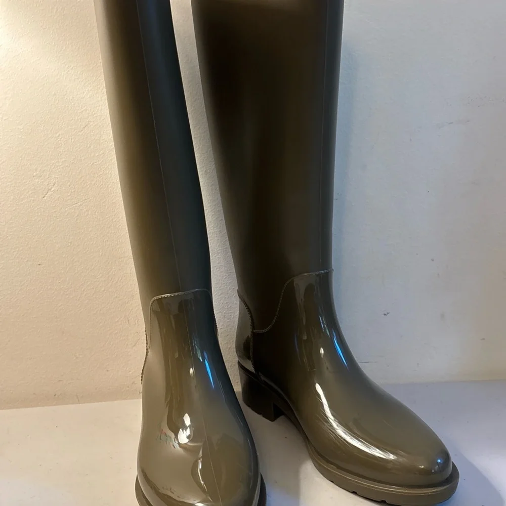 Sam Edelman Rubber Rain Glossy Knee-High Boots - Picture 2 of 14